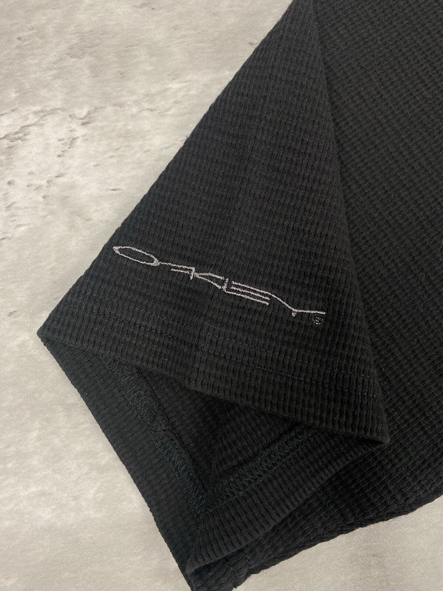 90s oakley software ベビーウエイト　ワッフルポロ　ブラック vintage OAKLEY SOFTWARE POLO SHIRT L 90s BLACK WAFFLE KNIT