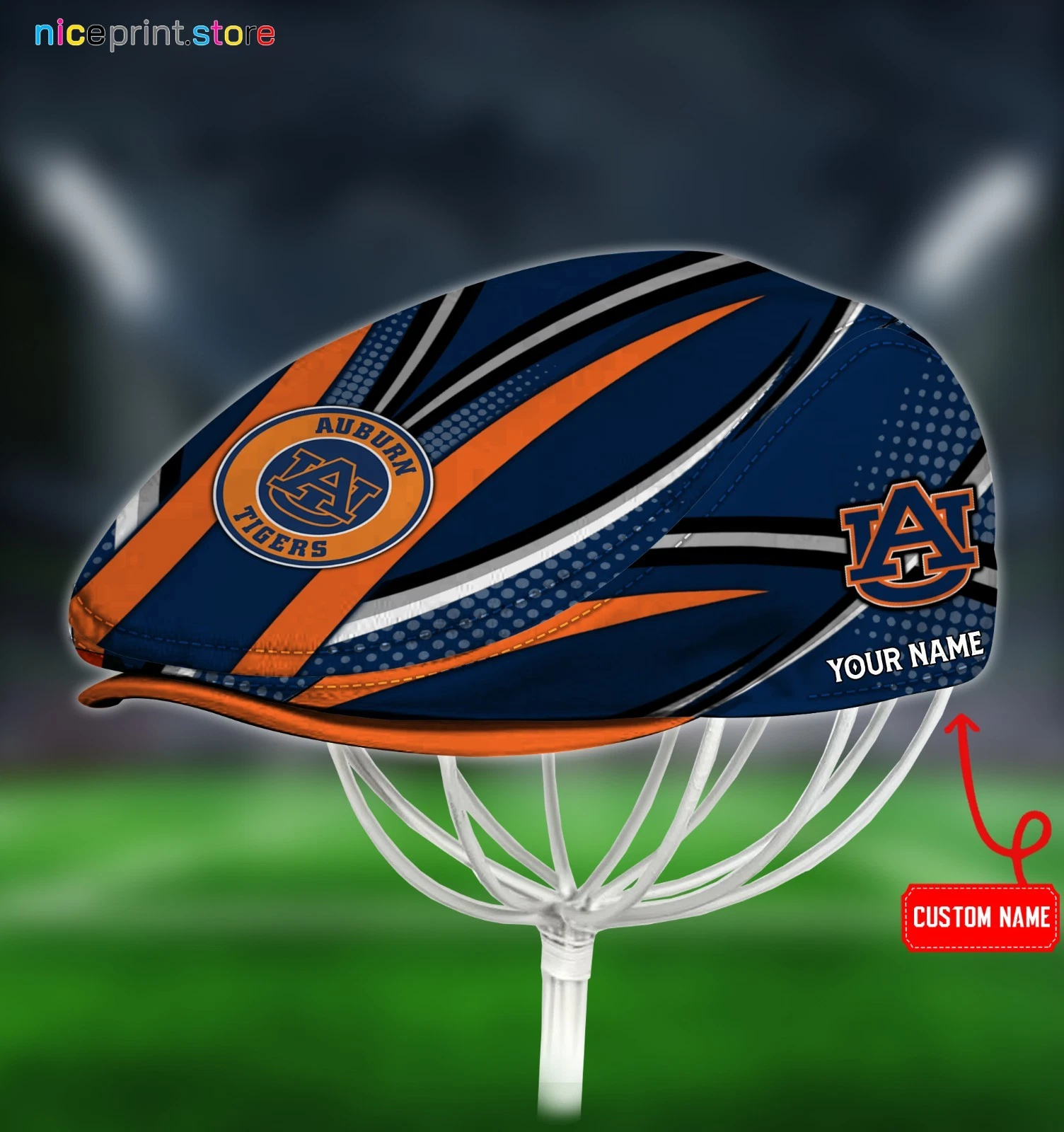 Auburn Team Tigers Jeff Cap NCAA Jeff Cap Newsboy Cap Driving Cap Golf Cap