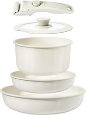 Set Di Pentole E Padelle Ceramiche Antiaderenti 5 Pezzi Con Manico Amovibile - C