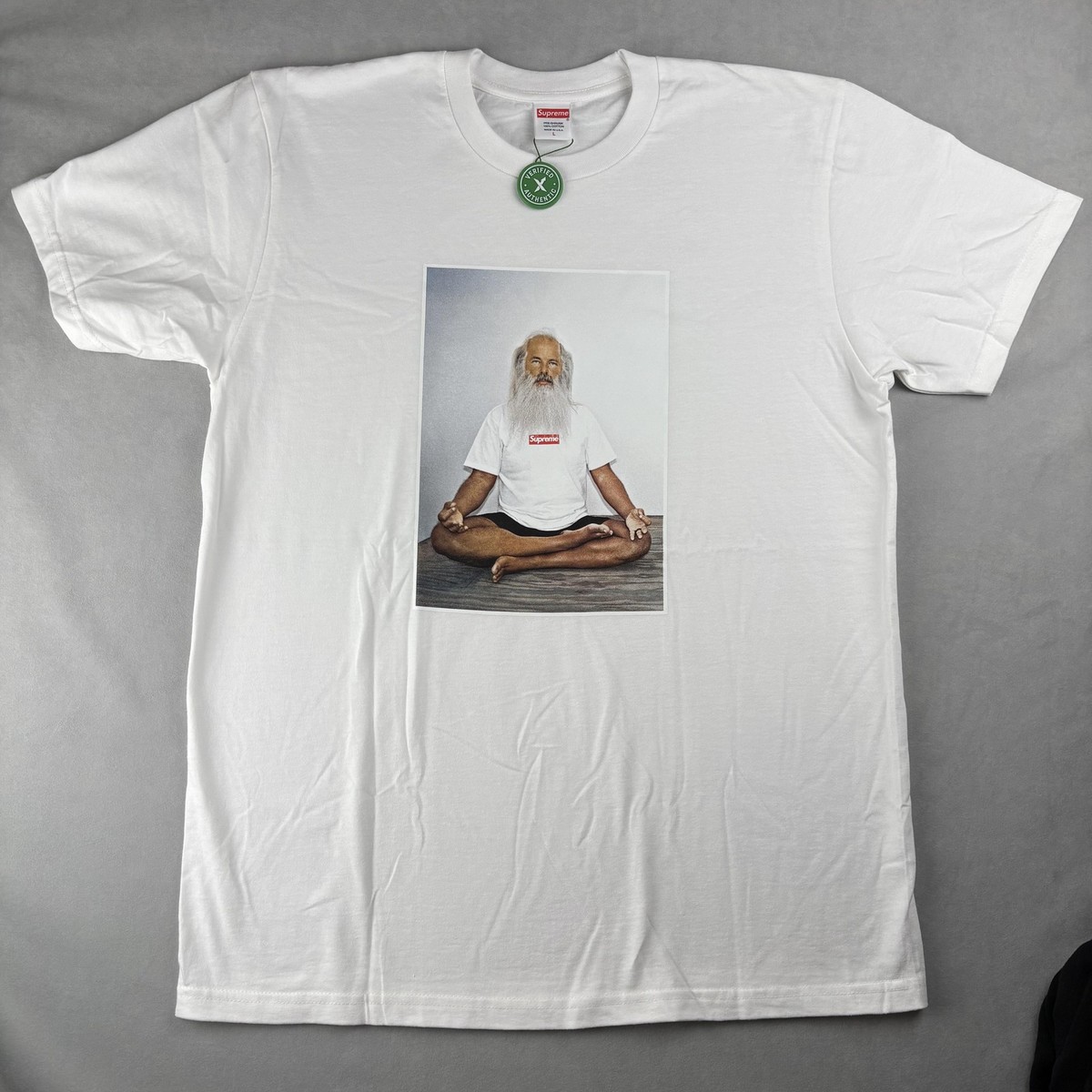 Supreme Rick Rubin Shirt Men L White Box Logo Photo Yoga Tee Made