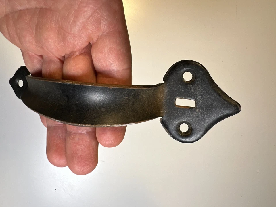 古董钢丝网门拉泪滴末端旧拇指闩锁槽手柄拉手 — 第 3/4 张图片