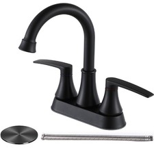 Lead-Free Matte Black Bathroom Sink Faucet, 2 Handle 4 Inch Centerset Faucet,...
