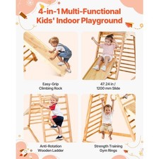 VEVOR Indoor Playground Jungle Gym, 4-in-1 Wooden Indoor Playground Climbing Toy