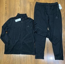 adidas Men's 2pc Set Tricot Jack PANTS Tracksuit Black Size S/M/L/XL/XXL/3XL New