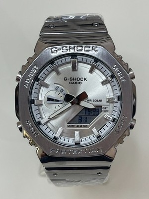Casio G-Shock GM2100 Full Silver Steel Band Sport Luxury Octagon Analog-Digital