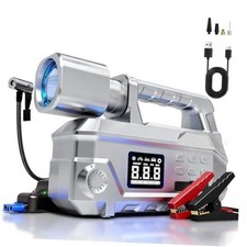 Car Jump Starter with Air Compressor 950LM LED Light, 6000A 150PSI Silver