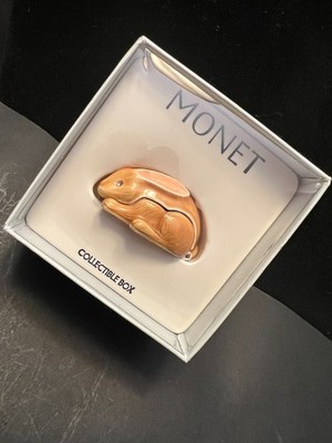 Monet Trinket Box Bunny Rabbit Collectible Enamel Keepsake