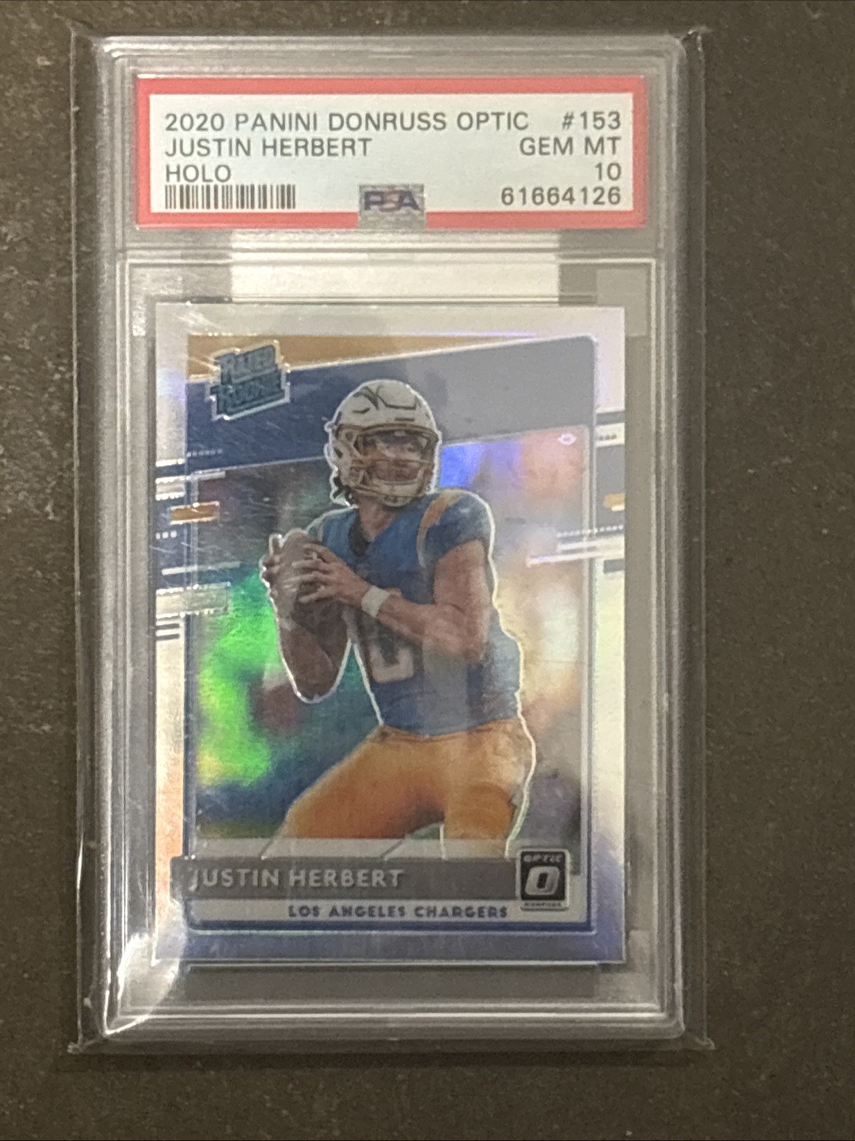 2020 Panini Donruss Optic #153 JUSTIN HERBERT Rated Rookie Holo PSA 10 GEM MT🔥 