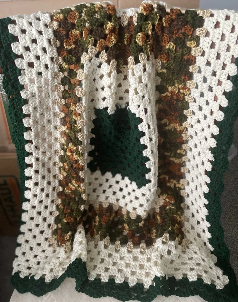 Manta de ganchillo a mano 34/34 marrón tonos amaderados hecha en Estados Unidos ENVÍO GRATUITO Foto 3 de 3