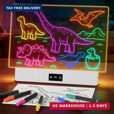 16'' LED Drawing Board for Kids, USB-C Rechargeable Neon Glow Pad for Tracing & C