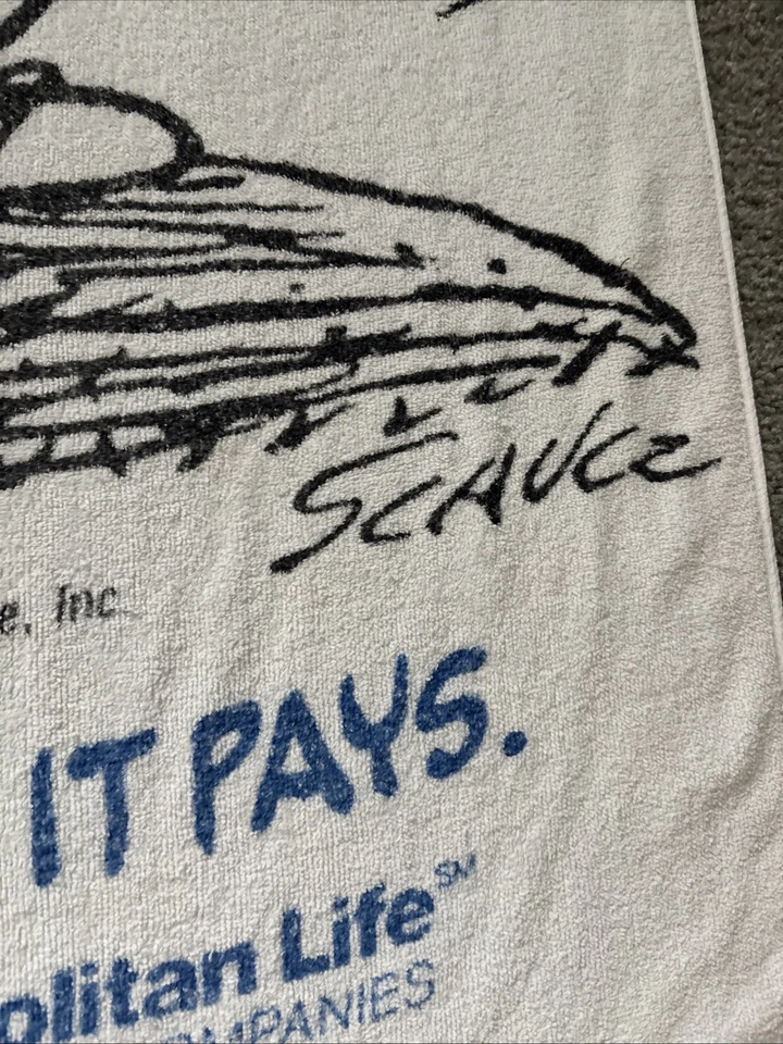 New York Mets VINTAGE Toalla Blanca MLB MetLife Snoopy Peanuts Promo Giveaway Años 90 Foto 4 de 4