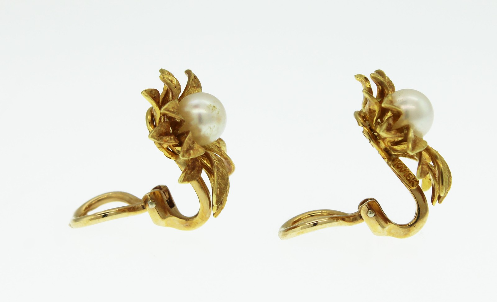 Pair Of Signed Kurt Wayne 18k Yellow Gold 6.5mm P… - image 6