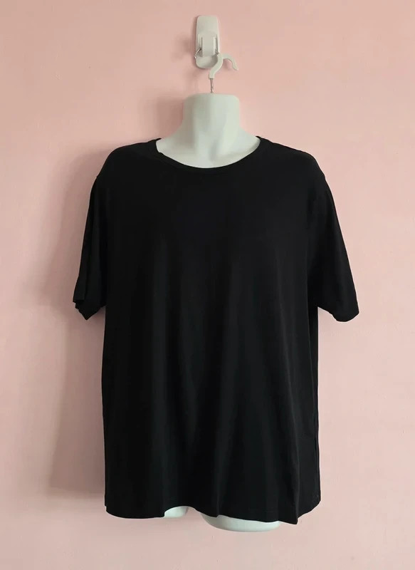M&S Pure Cotton Plain Black T-Shirt - Size L