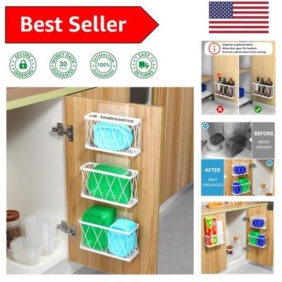 Elegant 3-Pack Stainless Steel Cabinet Organizer for Tupperware Lids & More