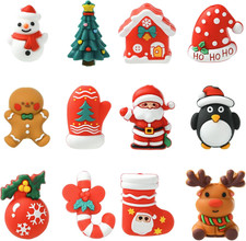 12 Pcs 3D Christmas Silicone Focal Beads for Keychain Making Bulk Focal Beads fo