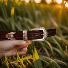 READ Brighton Belt Mens 40 Brown Braided Leather Western Buckle Tip Onyx 12200