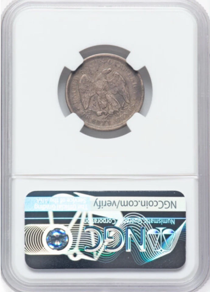 1875-S Twenty Cent Silver Piece - NGC XF 40 - Image 2 of 2