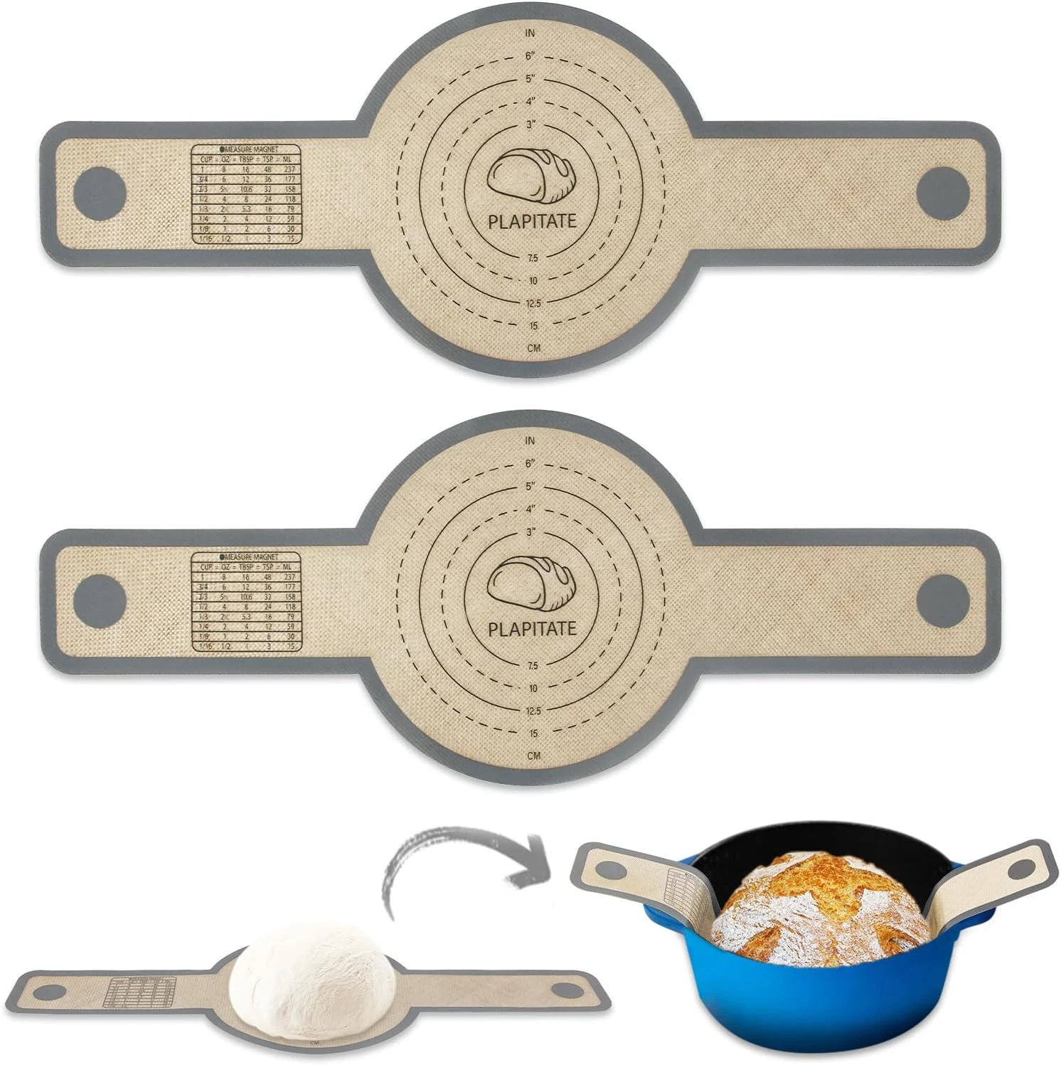 Non-Stick Silicone Bread Sling for Dutch Oven, 2-Pack with Long Handles