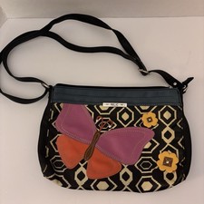 Relic Butterfly Crossbody Bag Floral Applique Geometric Print Boho Chic Festival