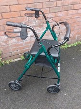 Care Plus Mobility Walking Aid Rollator Walker With Seat Brakes Green
