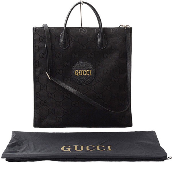 GUCCI GG Nylon Grid Medium Tote Bag Black 630355 504919 2-Way