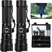 Rechargeable Flashlights High Lumens, 99,000 Lumen Super Bright Flashlight, 2pac