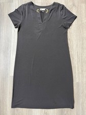 Michael Michael Kors Black Short Sleeve Mini Dress XS Gold Grommet VNeck Stretch