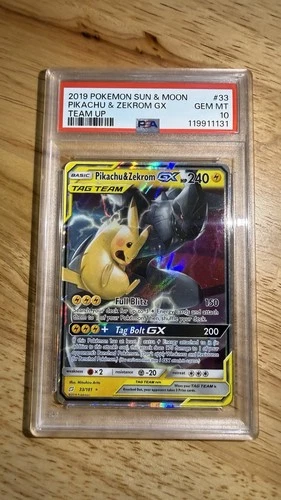 PSA 10 Pikachu & Zekrom GX Team Up 33/181 Ultra Rare Holo SM 2019 Pokemon Card