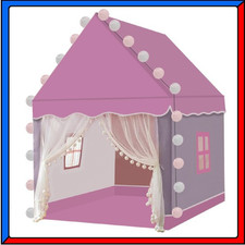 Tenda Da Gioco Per Bambini Con Luci LED Rosa Casa Giochi Finestra Tetto 130x100