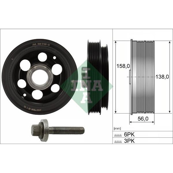 INA 544 0180 20 Riemenscheibe Kurbelwelle FüR Ford USA Transit V363 V362 Mondeo-image
