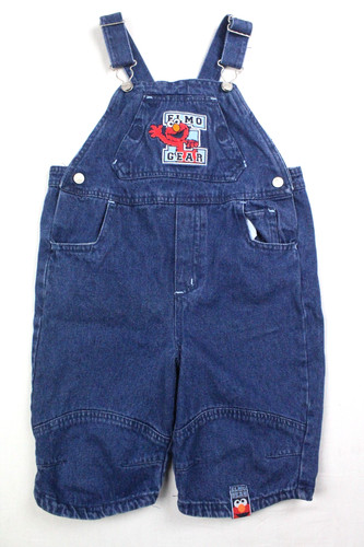 Vintage Sesame Street Elmo Gear Embroidered Denim Overalls Toddler Size 5T