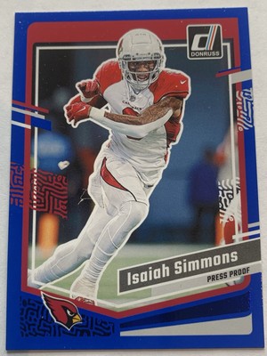 Isiah Simmons - 2023 Donruss Press Proof Blue #3  - ARI Cardinals Football Card