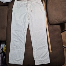 Polo Ralph Lauren Vintage White Linen Blend Pants 36x32 Nautical Goods