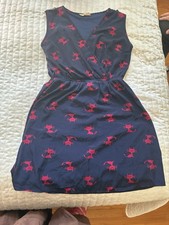 Navy Blue Dress with Hot Pink Cat Print Kitty Kitties Graphic Pattern