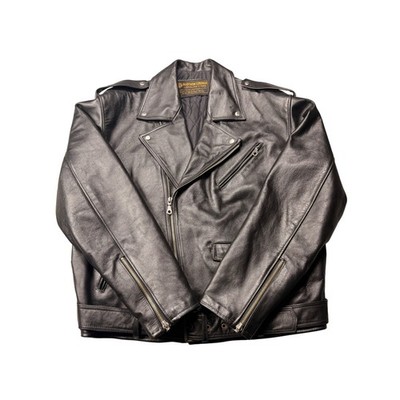 Jiguchon Leather Black Motorcycle Jacket   Heavyweight Premium Cowhide