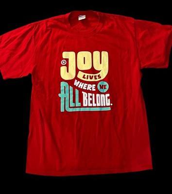 Target Joy Lives Where We All Belong Men's Red T-Shirts Size Large