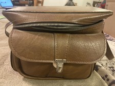 Vintage Brown Faux Leather Camera Bag w/ Strap
