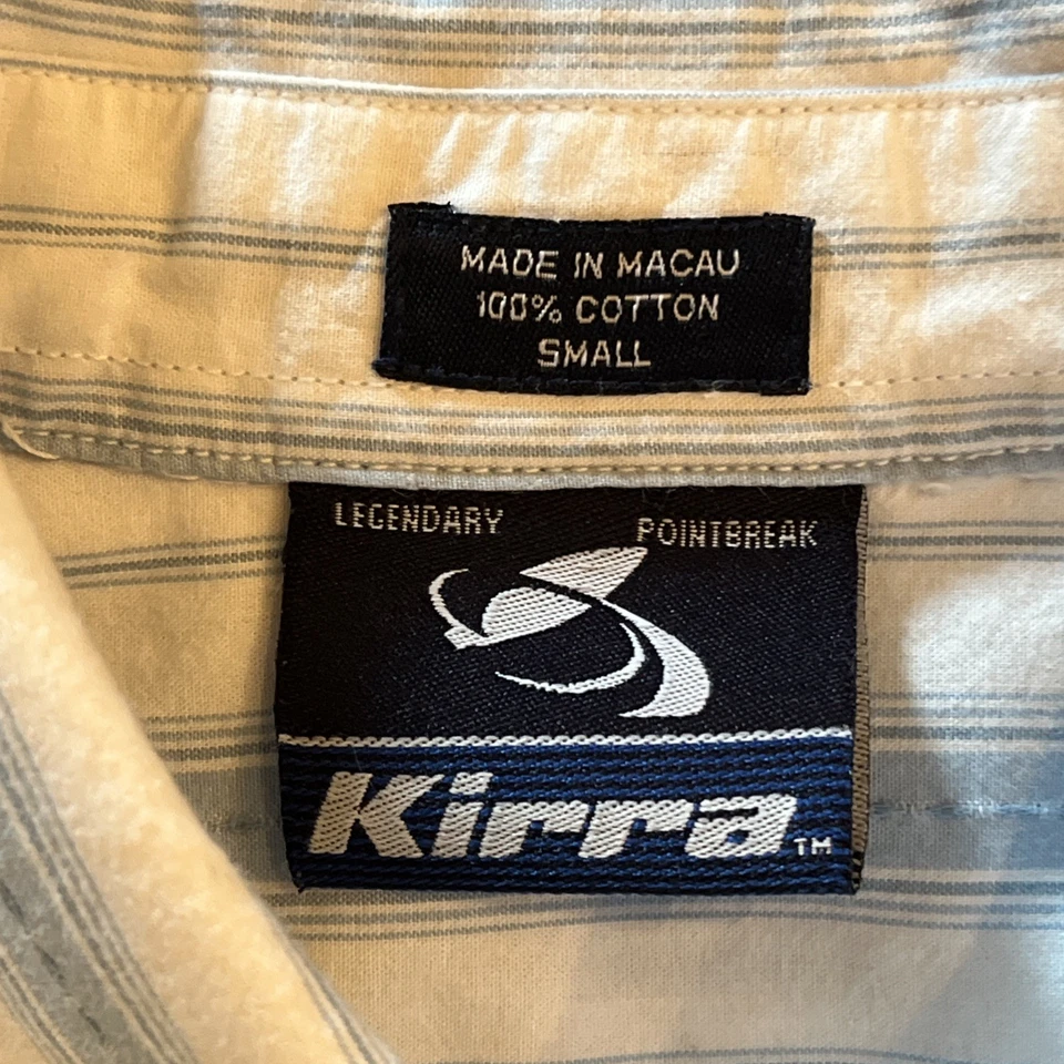 Camisa Kirra Algodón Para Hombre Manga Larga Con Botones-Azul/Blanco Rayas Talla Pequeña Foto 2 de 4