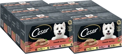 48x150g Cesar Hundefutter Nassfutter Schale Klassik-Terrine 4 Varietäten