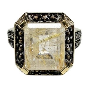 Authentic Gold Plated Golden Rutilated Quartz Ring