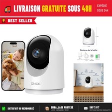 GNCC Caméra Surveillance WiFi 2K pour Bébé et Animaux - Vision Nocturne