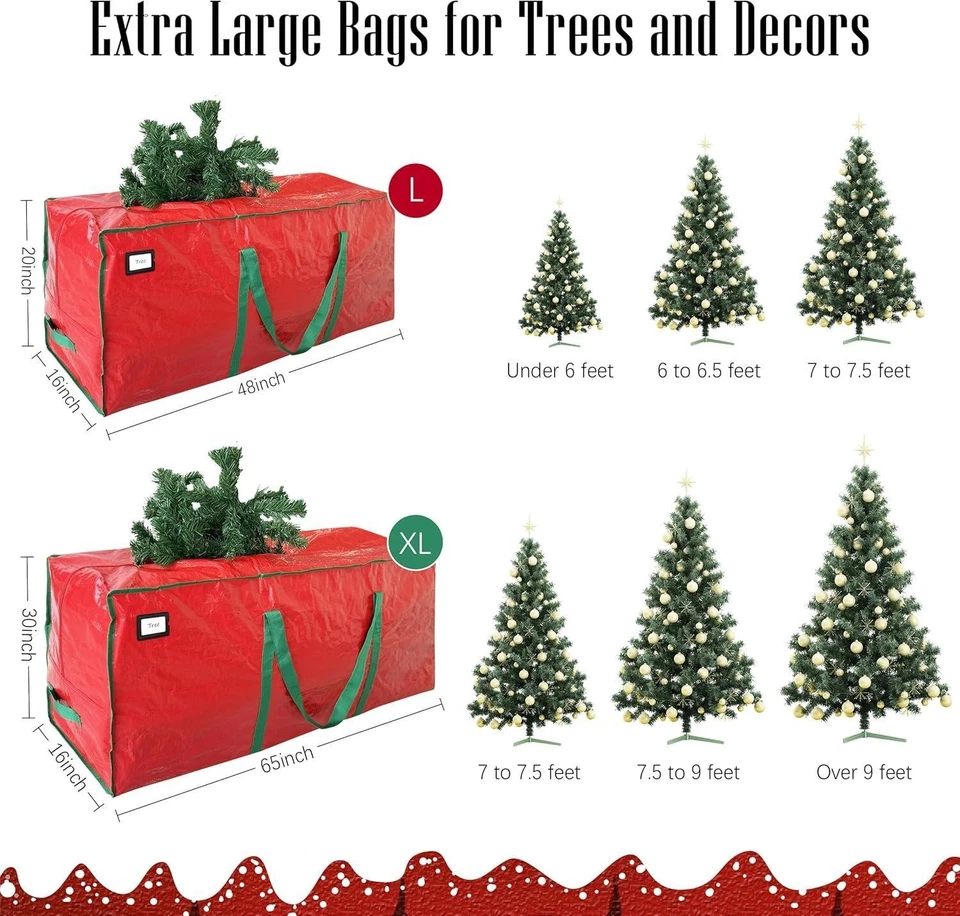 7.5ft Christmas Tree Storage Bag 48x16x20" Heavy Duty Waterproof Xmas Holiday Re - Image 2 of 4