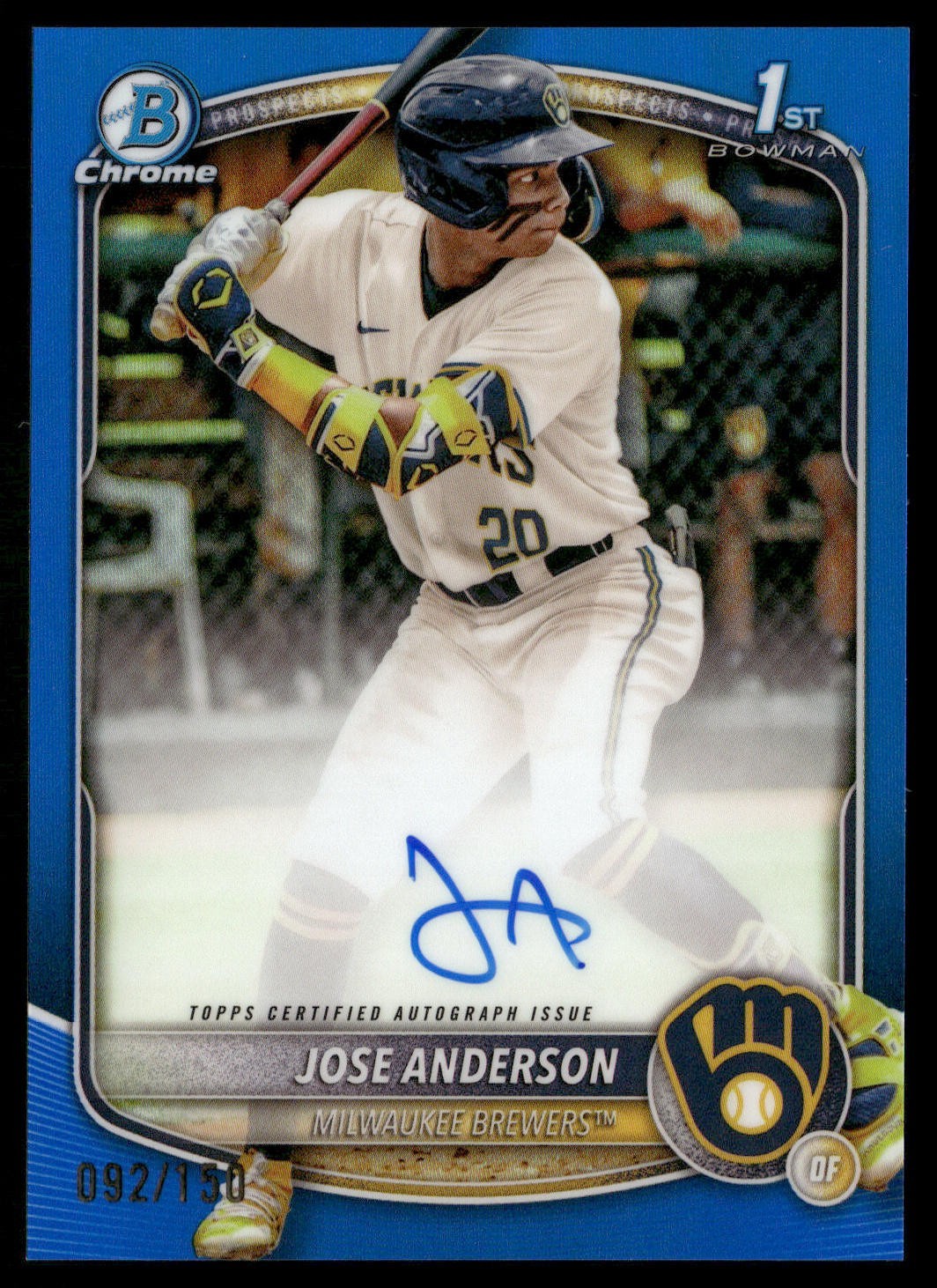 2025 Bowman Chrome Jose Anderson #CPA-JA 1st Bowman Auto True Blue /150
