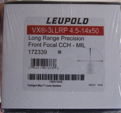 Leupold 172339 VX-3i Riflescope, 4.5-14x50mm, 30mm Tube, FFP/CCH Reticle NOS