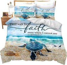 Sea Turtle Duvet Cover Set - Ocean Nautical Bedding for Twin, Full, Queen, King