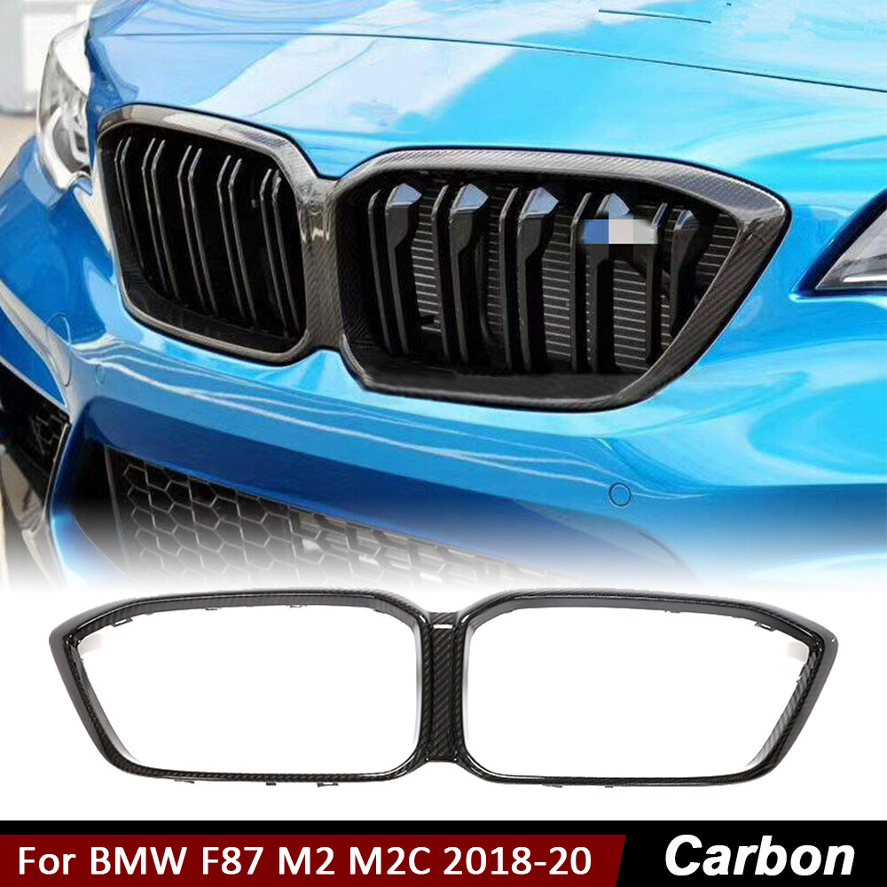 For BMW F87 M2 M2C 2018-20 DRY CARBON FIBER Front Bumper Grill Grille Frame Trim