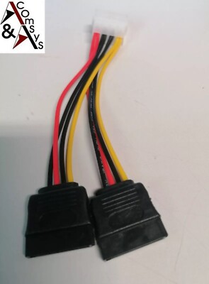 15cm IDE auf 2X SATA Stromkabel / Adapter 4Pin Molex zu 15Pin SATA #I2S