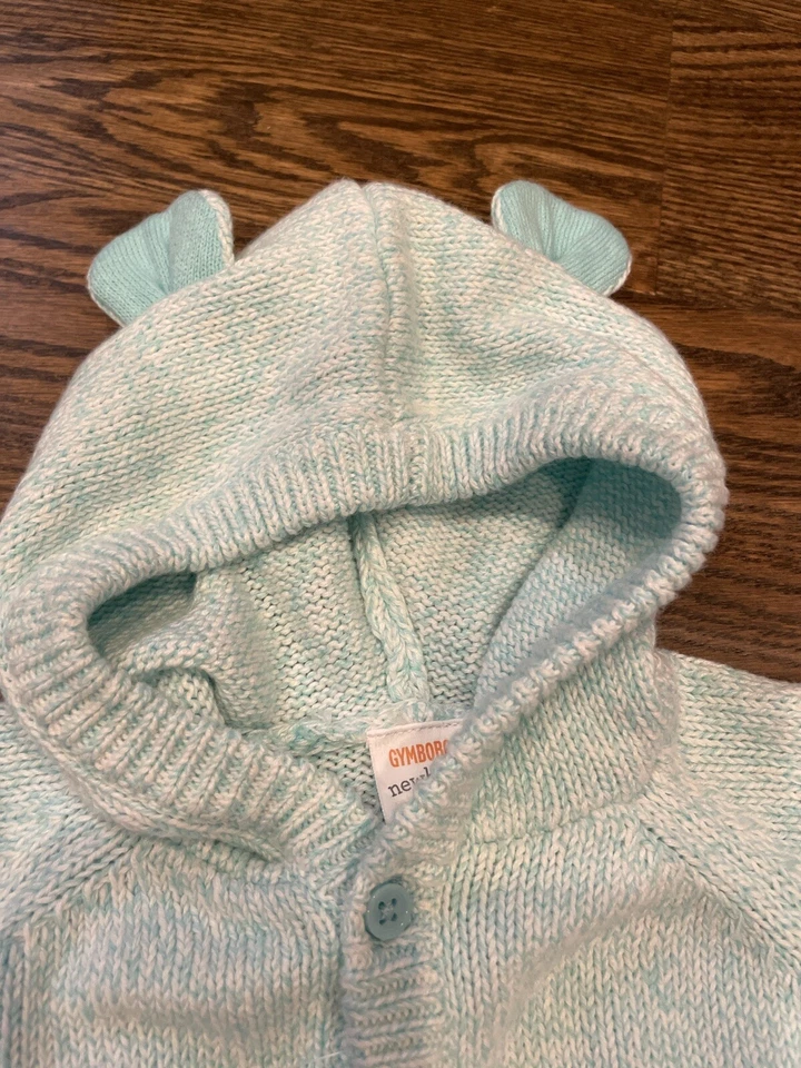 NUEVO CON ETIQUETAS Gymboree bebé niño verde azulado jirafa león cebra suéter babero sombrero PRIMAVERA 4 piezas 0 3 Foto 3 de 4