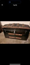 Large Antique Vintage Dome Top Steamer Storage Chest Trunk