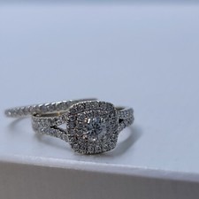 14k white gold diamond engagement ring set size 6.75